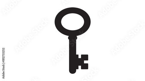 Simple key icon minimalist flat vector glyph isolated on white background for app and web design