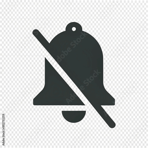 Dark grey silent mode bell icon with a diagonal strikethrough line, representing a muted notification.