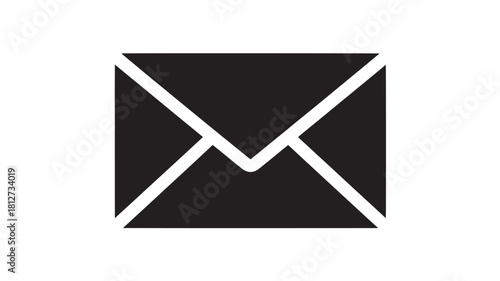 Black email icon simple flat vector glyph isolated on white background for web and mobile design