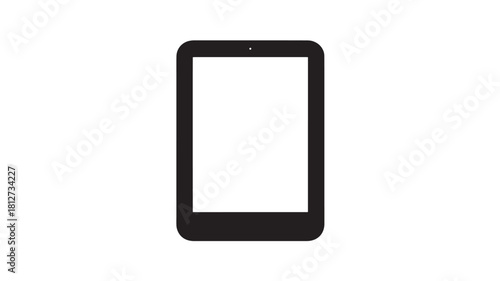 Black tablet device with blank white screen simple flat vector illustration for app design and presentation isolated on white background