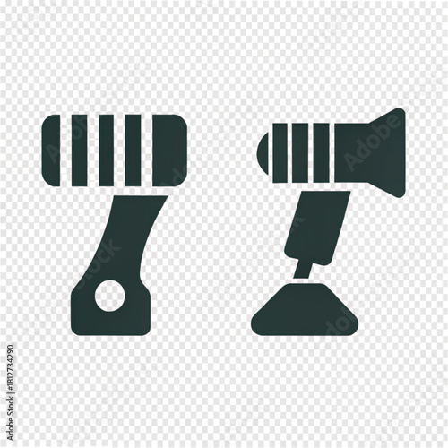 Minimalist dark grey icons of two different bicycle pedal designs with ribbed surfaces.