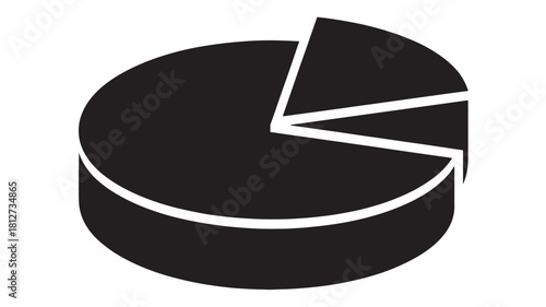 Pie chart icon simple flat vector graphic for data visualization isolated on white background