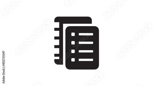 Black and white document icon vector glyph illustration for business isolated on white background