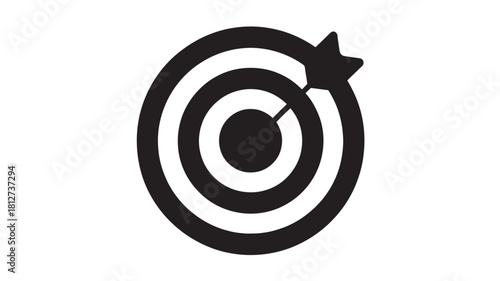 Target icon with star simple flat vector glyph isolated on white background for graphic design and business concept