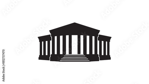 Minimalist courthouse icon simple flat vector design element isolated on white background