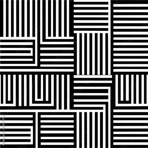 Abstract geometric pattern black and white lines optical illusion vector design modern decorative art illustration