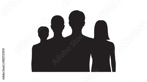 Silhouette of a group of people team or family vector icon isolated on white background