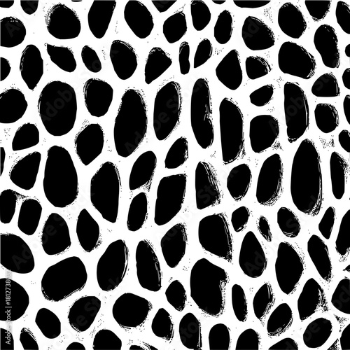 Black and white seamless pattern vector design with organic shapes abstract background artistic monochrome texture