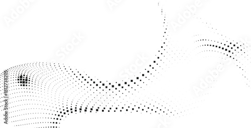 Halftone flowing contour wave design with dotted gradients forming a gentle abstract pattern suitable for modern minimal layouts creative backgrounds and smooth decorative graphic compositions