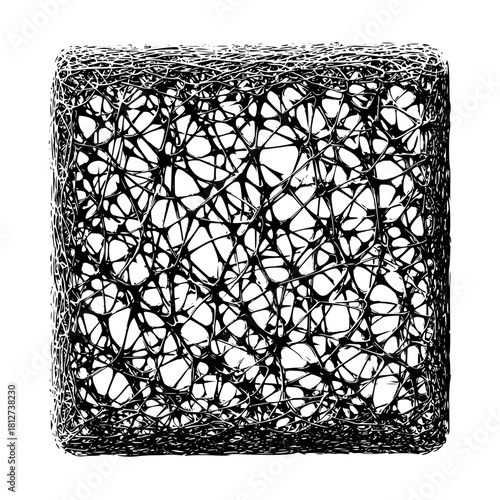 Abstract black and white cube structure artistic design intricate pattern complex mesh wireframe illustration