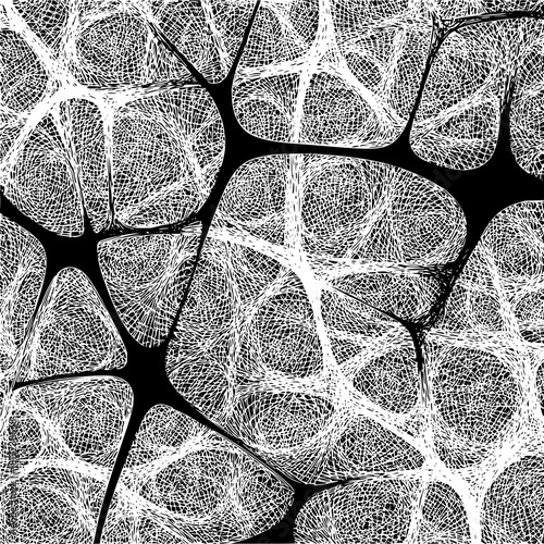 Abstract organic cells pattern white lines on black background biology science art design texture wallpaper 3d render