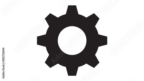 Gear icon in simple flat vector style mechanical cog symbol for settings and preferences isolated on white background