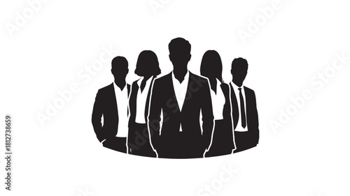 Silhouette of a diverse business team vector illustration of professional men and women representing teamwork and leadership