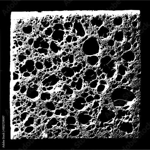 Abstract black and white porous texture background with holes and irregular shapes detailed design art 100