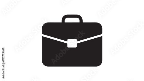 Simple black briefcase icon flat vector illustration for business and finance isolated on white background