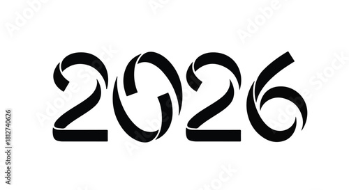 Bold, stylized black numerals representing the year 2026 on a clean white background.