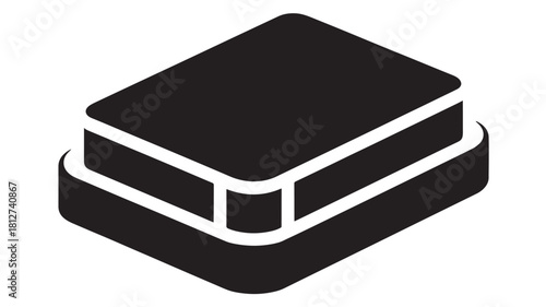 Isometric black icon of a memory foam mattress simple vector illustration for bedding and sleep concepts isolated on white background