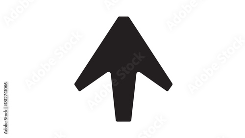 Simple arrow icon pointing up flat vector glyph design isolated on white background for user interface design