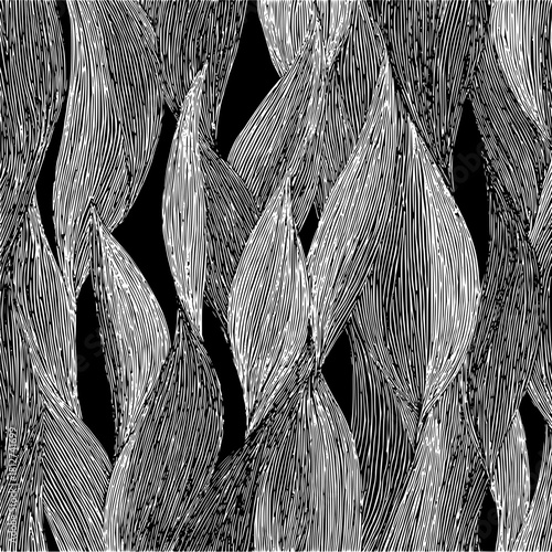 Abstract leaf pattern design black and white floral art organic texture background illustration nature drawing 100