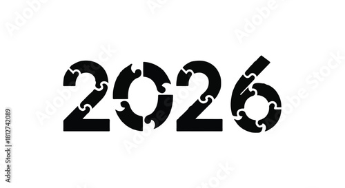 New Year 2026 represented by puzzle pieces, symbolizing planning and achievement.
