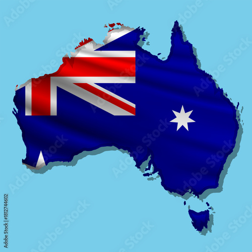 Vector flag Australia in the form of a map