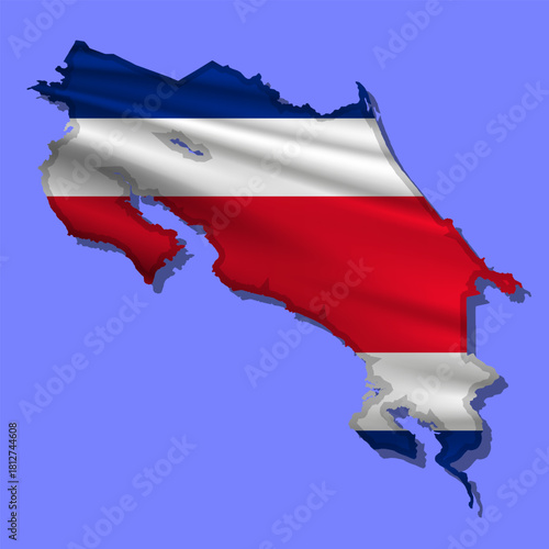 Vector flag Costa Rica in the form of a map