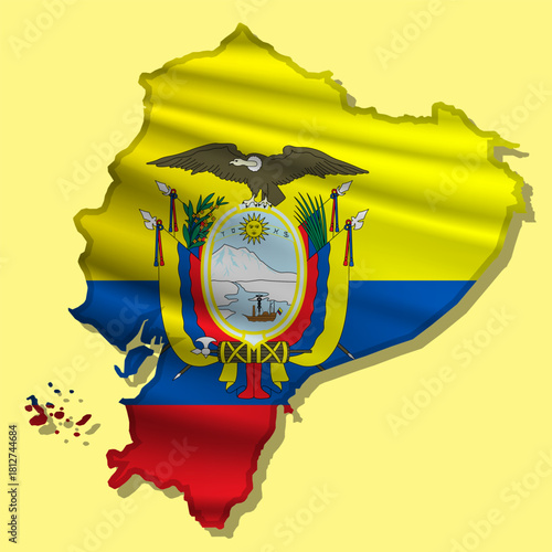 Vector flag Ecuador in the form of a map