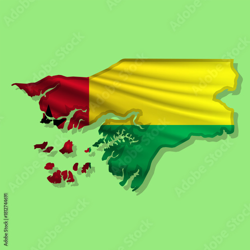 Vector flag Guinea-Bissau in the form of a map