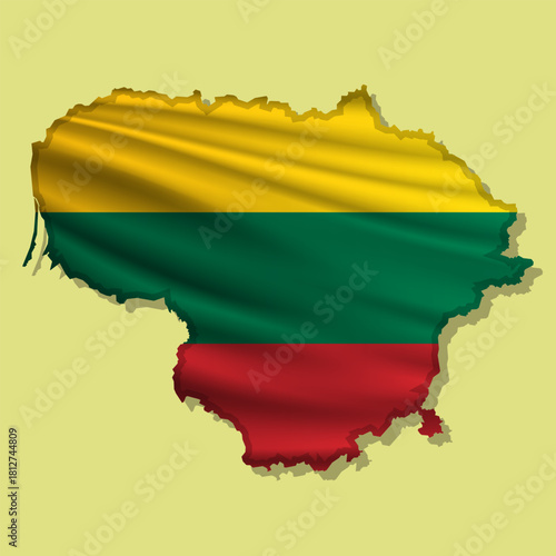 Vector flag Lithuania in the form of a map