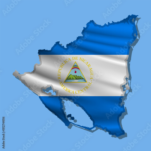 Vector flag Nicaragua in the form of a map