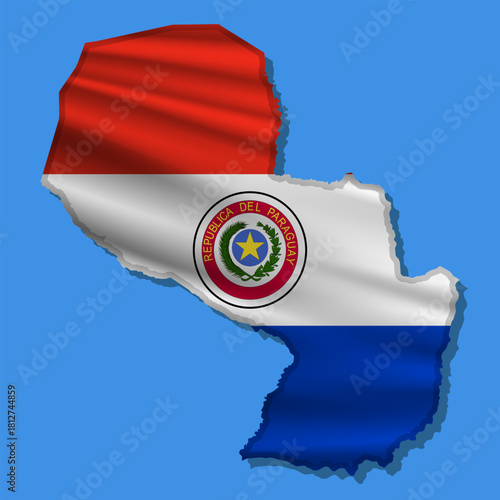 Vector flag Paraguay in the form of a map