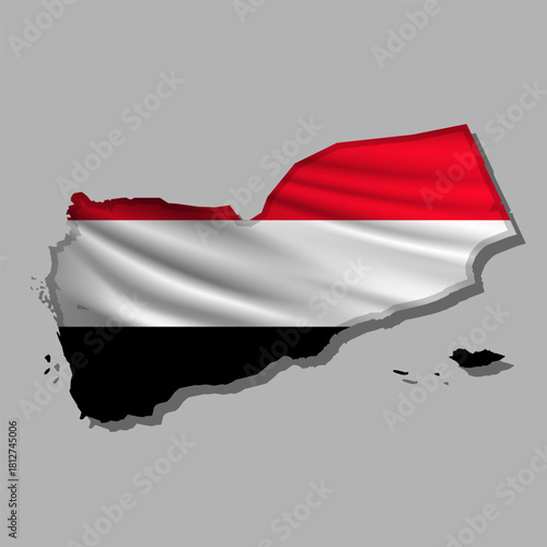 Vector flag Yemen in the form of a map