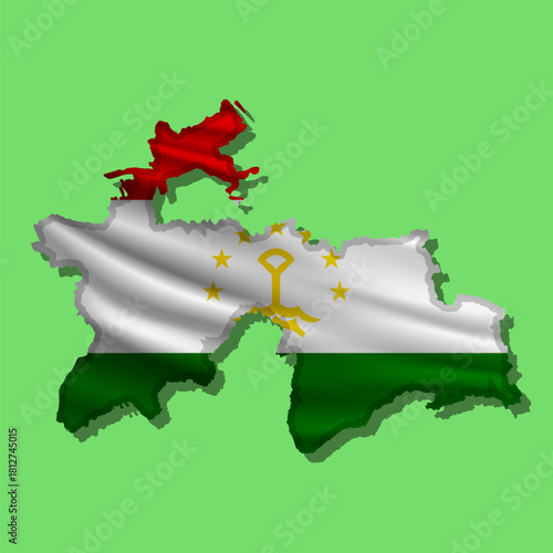 Vector flag Tajikistan in the form of a map