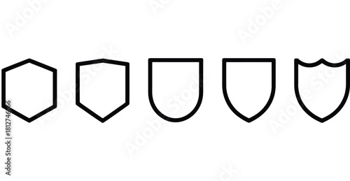 Shield Shape Set in Various Forms Isolated on White and Transparent Backgrounds Vector Illustration