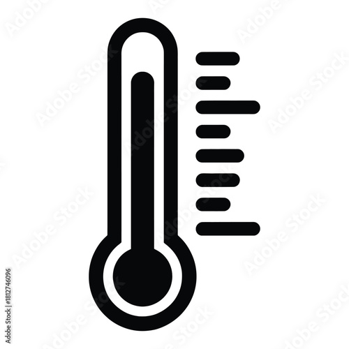 Thermometer Icon Isolated on White Background Medical Device for Measuring Temperature Clinical Instrument with Scale Showing Heat Cold or Fever Flat Vector Illustration