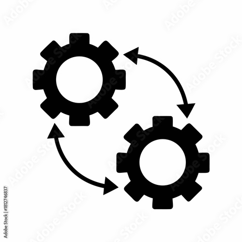 White Gear Cogwheel Illustration Showing Interlocking Design and Mechanical Concept.