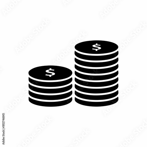 Two Stacks of White Coins Representing Financial Growth and Savings.