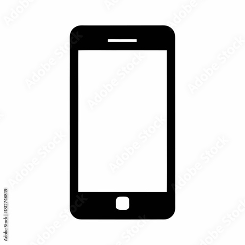 Simple white smartphone mockup with a minimalist clean outline and a rectangular screen.