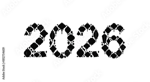 Modern year 2026 represented in a stylish, abstract pattern
