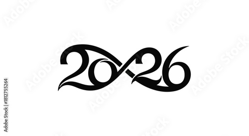 Stylized tribal tattoo design for the year 2026, symbolizing new beginnings and future aspirations.