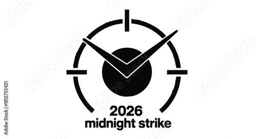 Clock face with 2026 date and midnight strike symbol, representing a deadline or important event.