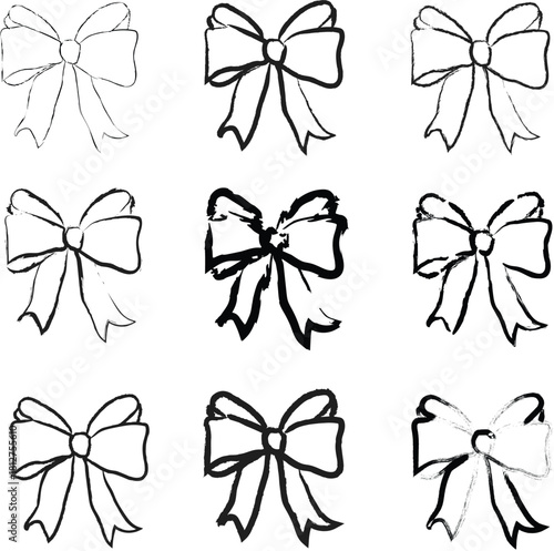 Title: Minimalist Black and White Bow – Stylized Decorative Ribbon Graphic