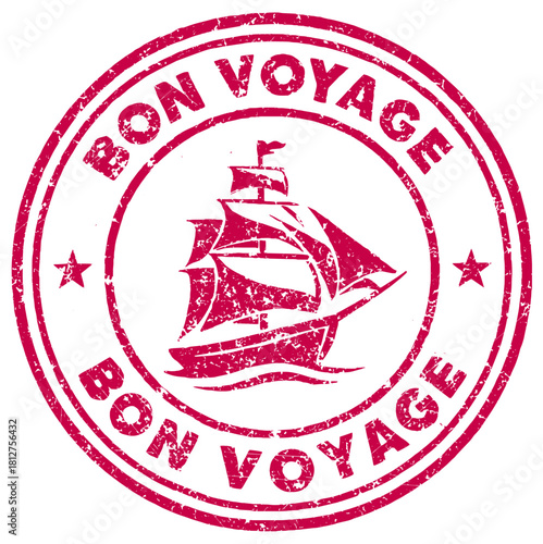 Sailboat rubber stamp representing travel and adventure