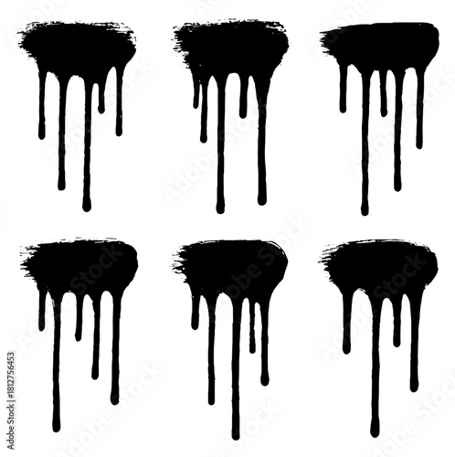 Unique vector designs of abstract dripping shapes in black color