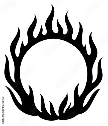 Vector fire circle frame design for creative projects