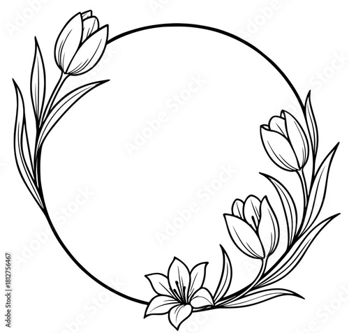 Floral frame design for creative projects Generative AI