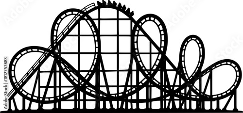 Rollercoaster silhouette vector. Rollercoaster Black flat icon illustration
