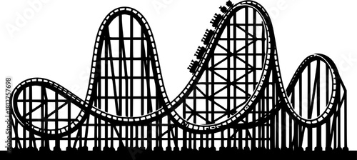 Rollercoaster silhouette vector. Rollercoaster Black flat icon illustration
