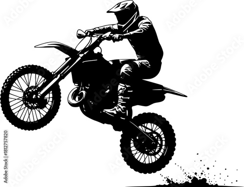 Motocross Rider Silhouette: A bold and dynamic silhouette of a motocross rider in action, leaping high on their dirt bike, capturing the thrill and adrenaline of this extreme sport.