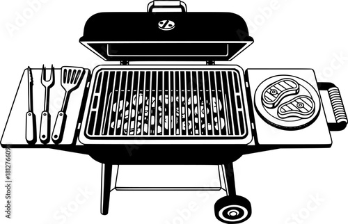 vector top view of bbq grill	